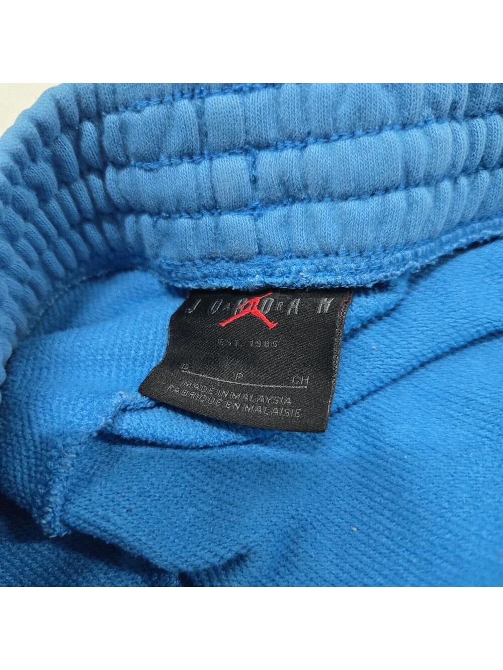 Size SMALL Mens Air Jordan Light Blue Fleece Sweat Shorts Yellow Jumpman Graphic